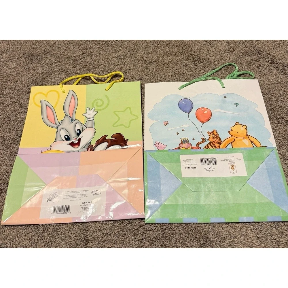 Vintage Hallmark Baby Looney Tunes & Winnie The Pooh Gift Bags Lot Of 2